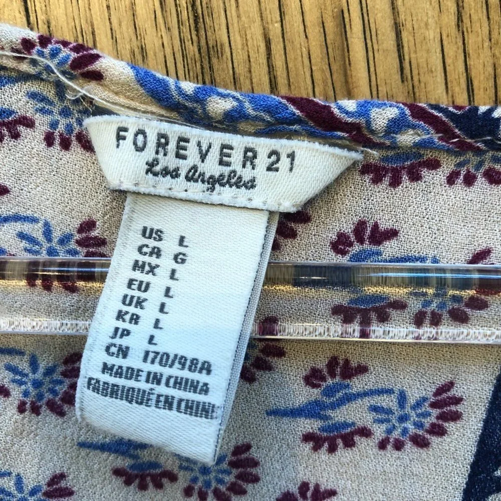 Forever 21 Floral Sleeveless Dress Large